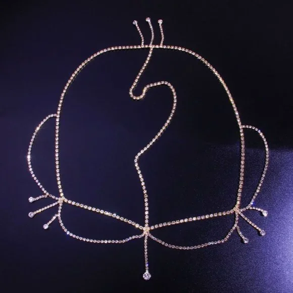 Crystal Bridal Forehead Chain Headpiece Bling Hair Jewelry Wedding Accessory - Picture 3 of 6